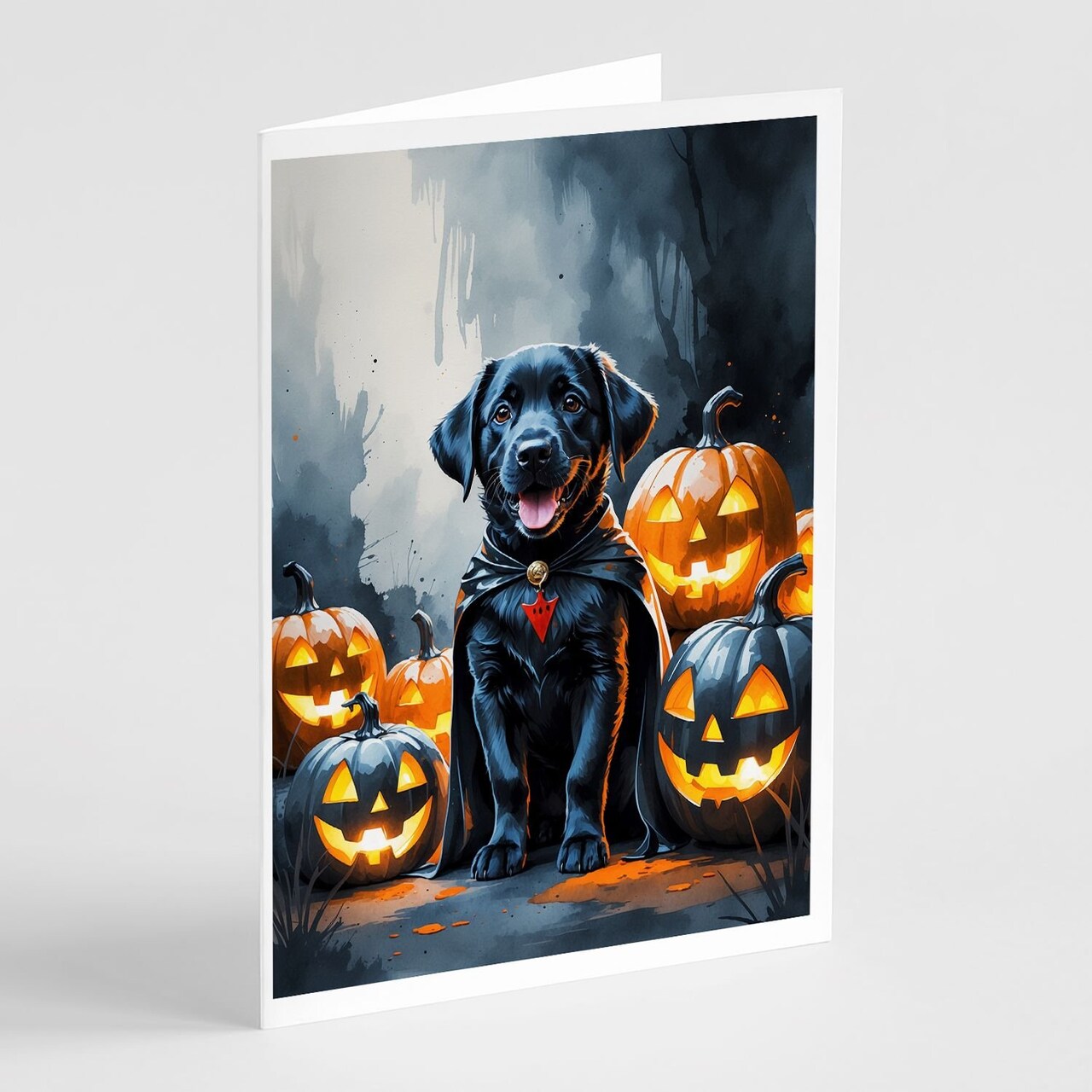Edge Collections - 5" x 7" - Black - Halloween Labrador Retriever Greeting Cards with Envelopes - 8 Pieces